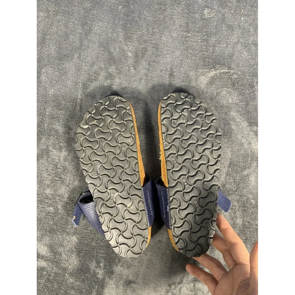Birkenstock Gizeh Navy Blue Pebbled Leather Thong Sandals Women's 37 EU US 6-6.5